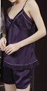 【 M 】 16.5 匁 シルク 100%キャミソール & パンツ レディース 紫色 パープル 【 無地 】 絹100% 【 送料無料 】 【 楽ギフ_包装選択...