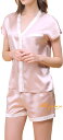 【S/M/L】シルク パジャマ レディース 16.5匁シルク100% 半袖 夏用 & 半ズボン 【 無地 】 ピンク 絹 【 送料無料 】 母の日 敬老の日 プ...
