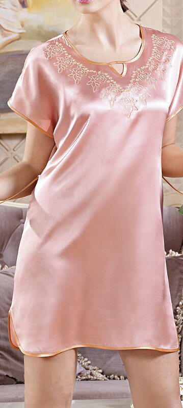 【M】シルクネグリジェ 絹100% 花 刺繍 & 無地 ベージュ ピンク 【 楽ギフ_包装選択 】 あす楽対応 sale 値下げ 割引 特価 セール 在庫処分 ...