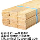 杉板 厚み12mm×幅60mm×長さ2000mm 30枚入り 1坪 節有り 半乾燥 荒材(のこ引き材) Δ下地材 丁張り材 小巾板 貫板 抜き板 12×60 杉 板材 10mm以上 無垢材 diy 日曜大工 天然木 木材 材料 スギ 工作 学園祭 文化祭 木 材木 厚み1.2cm 2m 国産 無塗装 Δ