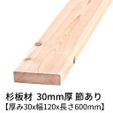 杉板 厚み30mm×幅120mm×長さ600mm 2枚入り 節有り 無塗装 乾燥材 プレーナー仕上げ Δ 杉板材 杉 板材 板 木材 無垢板 桟木 小割材 30...