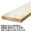 桧板 厚み33mm×幅215mm×長さ1200mm 節無し 無塗装 半乾燥材 荒材(のこ引き材) Δ 桧工作材 棚板 ヒノキ 板 木材 桧 板材 無節 無垢材 ...
