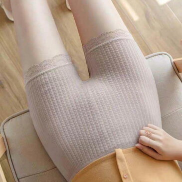 ペチパンツ 裾レース 見せパン ペチコート ショートパンツ インナー ショーツ 透け防止 ストライプ 下着 肌着 ルームウェア 薄手 夏物 チラ見せ ウエストゴム 通気性