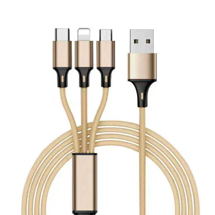 USBケーブル 2本セット iPhone usb Lightning 3in1充電ケーブル USB ケーブル android iphone タイプc 3台同時 type-c ケーブル type-c ケーブル usbケーブル microusb ナイロン 高耐久 スマホ充電 急速充電 ケーブル 3A