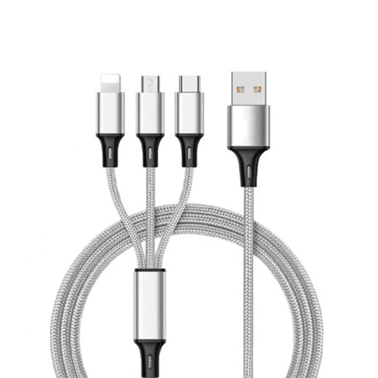 USBケーブル 2本セット iPhone usb Lightning 3in1充電ケーブル USB ケーブル android iphone タイプc 3台同時 type-c ケーブル type-c ケーブル usbケーブル microusb ナイロン 高耐久 スマホ充電 急速充電 ケーブル 3A