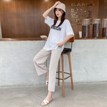 マタニティ パンツ 大きいサイズ 春 夏用 七分丈 ロング丈 ワイド ゆったり ルームウェア 妊婦 ストレート 部屋着 産前 産後 フレアパンツ ヨガ ニット ボトムス