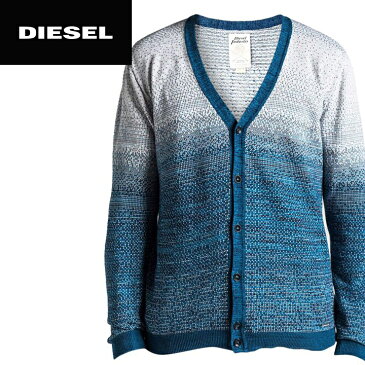 ■DIESEL ディーゼル メンズ■グラデーション メランジニット 薄手コットン Vネック ニットカーデ 長袖カーディガン【K-JEVI】【サイズXS〜M】【ブルー系×ホワイト】die-m-t-80-304 《メーカー希望小売価格33,480円》