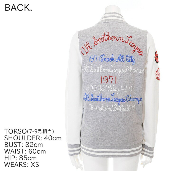 ★FRANKLIN & MARSHALL フランクリン＆マーシャル レディース★ロゴワッペン 刺繍装飾 薄手 スタジャン スタジアムジャンパー【FLEECE FLEECE TEDDY LONG】【サイズXS・S】【グレー】fra-l-t-a3-224 《メーカー希望小売価格19,580円》