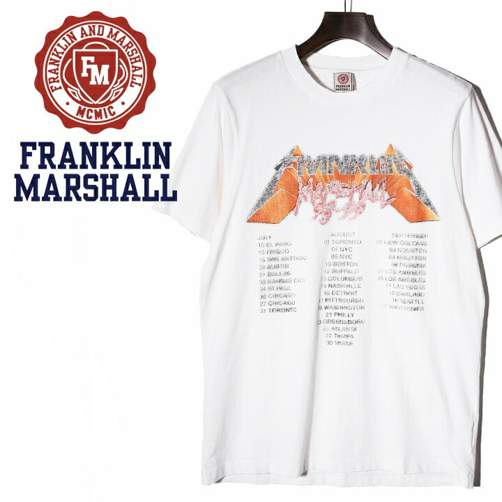 ■FRANKLIN & MARSHALL フランクリン＆マーシャル メンズ■ヴィンテージ加工 ラウンドネック コットン 半袖Tシャツ【TSHIRT JERSEY ROUND NECK SHORT】【サイズXS～M】【ミルクホワイト】fra-m-t-a3-395 《_メーカー希望小売価格7,480円》