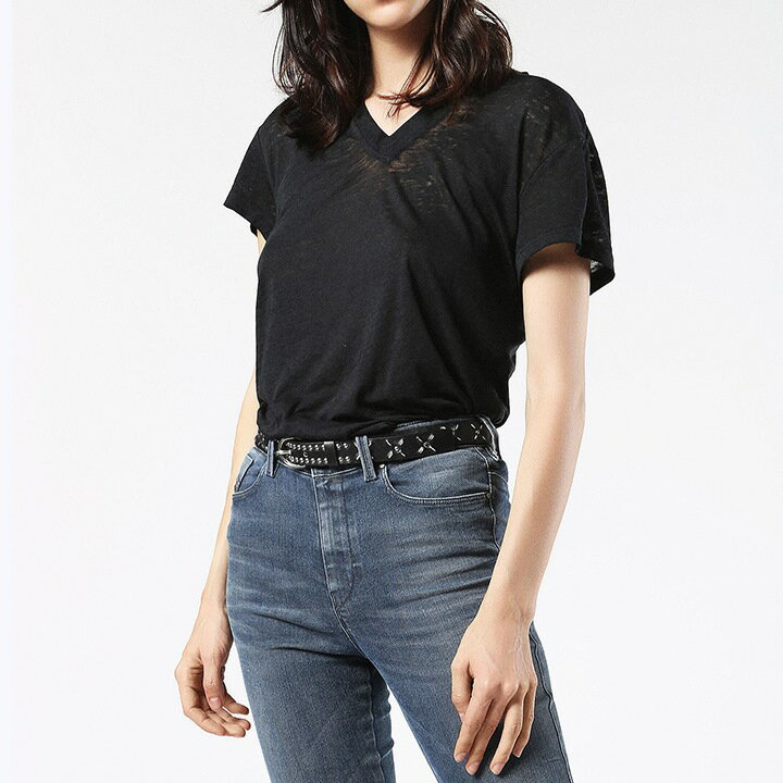 ★DIESEL ディーゼル レディース★牛革 本革 スタッズ装飾 細ベルト ナローベルト レザーベルト【B-ALYSSA】【サイズ80〜90】【ブラック】die-l-a-a4-757 《メーカー希望小売価格35,200円》