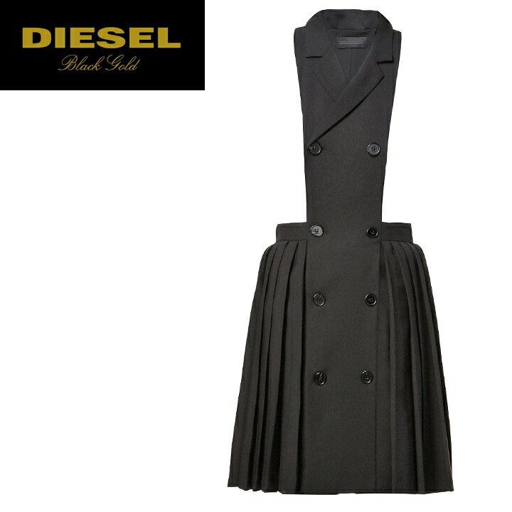 ★DIESEL BLACK GOLD ディーゼル ブラックゴールド レディース★ウール混 襟付き ミニ丈 オーバーオールスカート【DIJONE】【サイズ36〜40】【ブラック】die-l-t-a8-627 《メーカー希望小売価格73,700円》