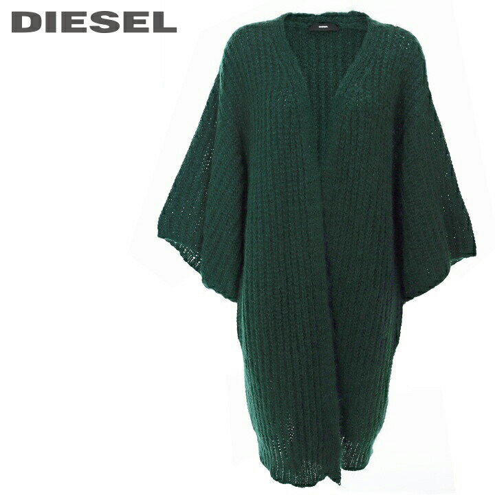 ★DIESEL ディーゼル レディース★モヘア混 ウール混 七分袖 ローゲージ ロングニットカーディガン【M-MOHAIR】【サイズXXS〜L】【ダークグリーン】die-l-t-b4-251 《メーカー希望小売価格41,800円》