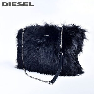 ★DIESEL ディーゼル レディース★ボリュームエコファー 2way ビッグサイズ ショルダークラッチバッグ 鞄【FURRY-CLUTHC】【サイズUNI】【ブラック】die-l-a-b8-809 《メーカー希望小売価格25,300円》