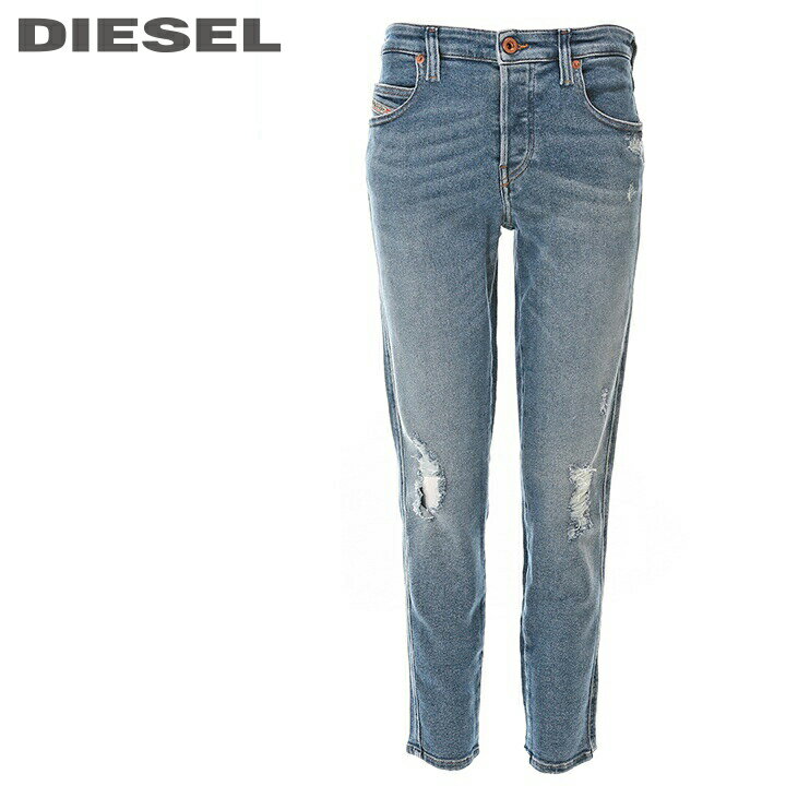 ★DIESEL ディーゼル レディース★クラッシュダメージ加工 ストレッチ スリムスキニー クロップド丈 ジーンズ デニム パンツ【BABHILA】【W23〜29】【L30・32】【ミディアムインディゴ】die-l-p-b8-009 《メーカー希望小売価格29,700円》