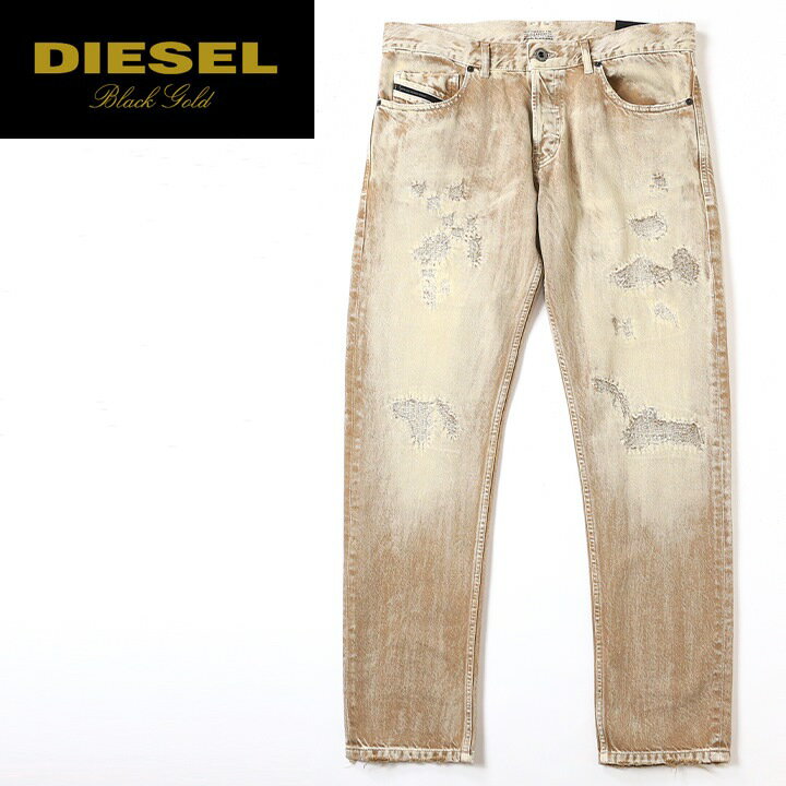 楽天BRAND OUTLET キイロヤドゥーエ■DIESEL BLACK GOLD ディーゼル ブラックゴールド メンズ■クラッシュダメージハードブリーチ加工 スリムテーパード ジーンズ デニム パンツ【TYPE-2813FS】【W26〜36】【ベージュ系】die-m-p-c4-333 《メーカー希望小売価格52,800円》