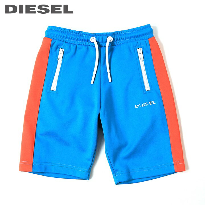 ◆DIESEL KID ディーゼルキッズ ジュニア ボーイ◆サイドライン切替 ウエストゴム 男の子 子ども服 ショートパンツ ハーフパンツ【PSKASH】【SIZE6】【ブルー×オレンジ】dik-m-p-c4-339 《メーカー希望小売価格10,780円》