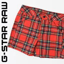★G-Star RAW ジースターロウ レディース★チェック柄 薄手 コットン ショートパンツ【5622 3D MID】【W23~25】【レッド】gst-l-p-c7-364 《_メーカー希望小売価格6,600円》/234/