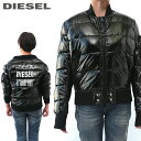 ★DIESEL ディーゼル レディース★光沢ナイロン 防風特殊素材ANEMOSTOP使用 バックロゴ 中綿ジャケット【W-ONY】【サイズXXS～XL】【ブラック】die-l-o-c8-058 《メーカー希望小売価格49 500円》