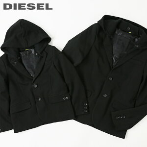 ◆DIESEL KID ディーゼルキッズ ジュニア ボーイ◆フード付き センターベント 子ども服 男の子 テーラードジャケット【JFLAW】【SIZE6〜12】【ブラック】dik-m-o-c8-103 《メーカー希望小売価格49,280円》