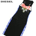 ★DIESEL ディーゼル レディース★サイドスリット 刺繍ワッペン プリント ノースリーブワンピースdie-l-t-c8-115 《メーカー希望小売価格31,900円》