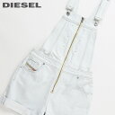 ★DIESEL ディーゼル レディース★フロントジップアップ ロールアップ ショートデニムサロペット【DE-DIXY】【サイズXS～M】【ライトインディゴ】die-l-t-d4-110 《メーカー希望小売価格40,700円》