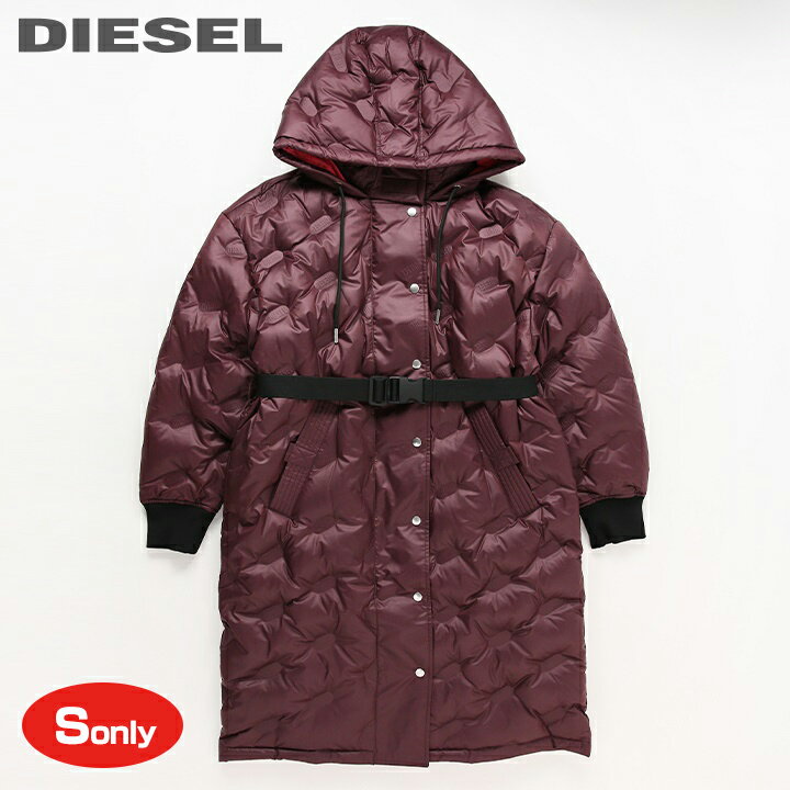 ★DIESEL ディーゼル レディース★ロゴキルティング ビッグサイズ ロングダウンコート【W-LALLA】【サイズS(L相当)】【2サイズ程大きめのサイズ感】【ワインレッド】die-l-o-d8-025 die-l-o-d8-710 《メーカー希望小売価格74,800円》のサムネイル