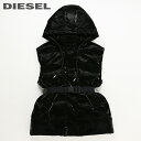 ★DIESEL ディーゼル レディース★ベルト付き フード リアルダウンベスト ノースリーブダウンジャケット【W-LALLA-SL】【サイズXXS(M相当)・XS(L相当)】【3～4サイズ程大きめのサイズ感】【ブラック】die-l-o-d8-032 《メーカー希望小売価格58,300円》