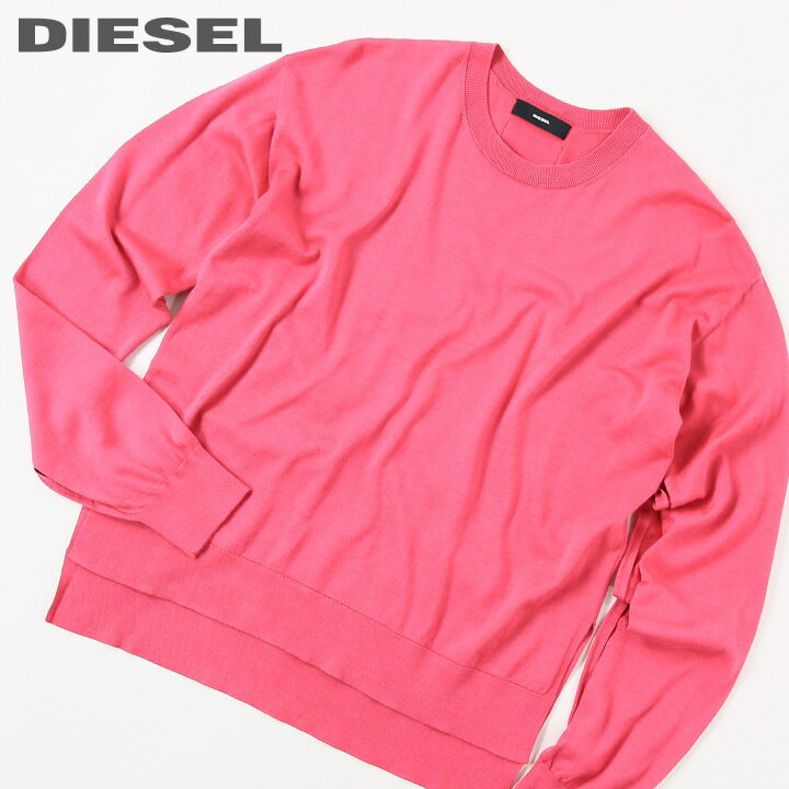 ★DIESEL ディーゼル レディース★シルク混 袖スリット 薄手 長袖 ハイゲージニットセーター【M-JADE】【サイズS・M】【ピンク】die-l-t-e4-202 《メーカー希望小売価格27,500円》