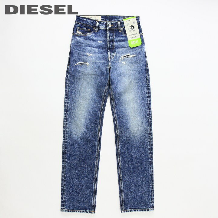 ■DIESEL ディーゼル メンズ レディース 男女兼用■グリーンレーベル クラッシュダメージ加工 ストレッチ ストレート ジーンズ デニム パンツ【D-MACS】【W26】【L32】【レディースも◎】【ミディアムインディゴ】die-m-p-e4-511 《メーカー希望小売価格46,200円》