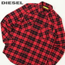 ■DIESEL ディーゼル メンズ レディース 男女兼用■サスティナブル グリーンレーベル チェック柄 コットン 長袖シャツ【S-EAST-LONG-CHK】【サイズXS S】【レッド】die-m-t-e4-243 《メーカー希望小売価格25,300円》