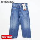 ★DIESEL ディーゼル レディース★ヴィンテージダメージ加工 ダブルウエストボタン クロップド ワイド ジーンズ デニム パンツ【DE-REGGYNAL-SP】【W25～32】【ミディアムインディゴ】die-l-p-e4-102 《メーカー希望小売価格33,000円》