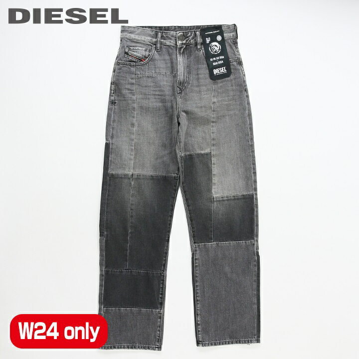 ★DIESEL ディーゼル レディース★ヴィンテージダメージ加工 ブロック切替 ストレート ジーンズ デニム パンツ【D-REGGY-GO】【W24】【L32】【グレー系】die-l-p-e4-312 《メーカー希望小売価格35,200円》