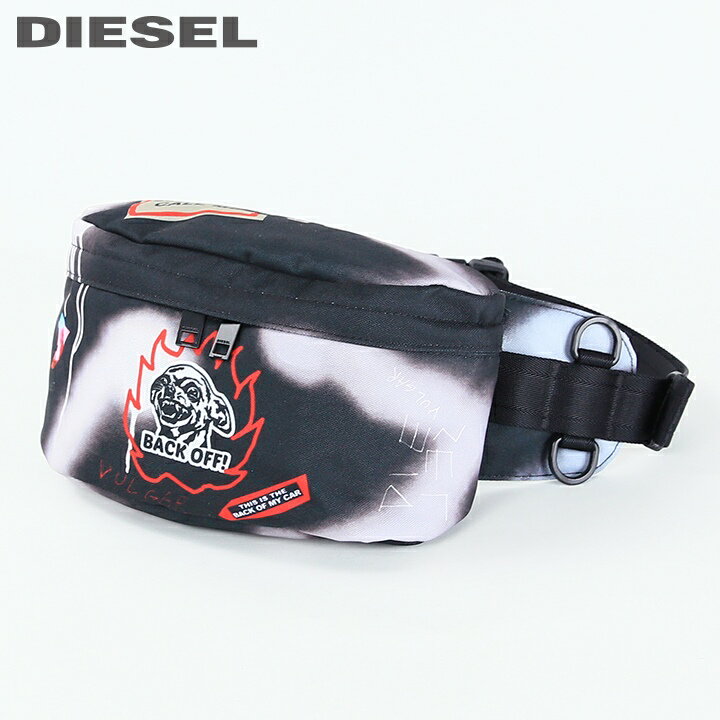 ■DIESEL ディーゼル メンズ■グラフィカルプリント ウエストポーチ ベルトバッグ ボディバック 鞄【PARAKUT NL】【サイズUNI】【ブラック系】die-m-a-e4-103 《_メーカー希望小売価格22,000円》