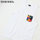 ■DIESEL ディーゼル メンズ■胸ポケット ビーチウェア カバーアップ ノースリーブTシャツ タンクトップ【BMOWT-LOCOARM-P】【サイズM～XL】【ホワイト】die-m-c-e4-945 《_メーカー希望小売価格8,580円》