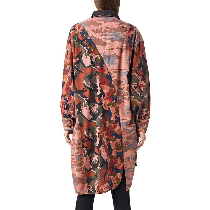 ★DIESEL ディーゼル レディース★ウエストデニムベルト付き ヴィンテージウォッシュ アシンメトリー 長袖シャツワンピース【D-VITTORIA】【サイズXS・S】【1サイズ程大きめのサイズ感】【ピンク系】die-l-t-e8-311 《メーカー希望小売価格63,800円》