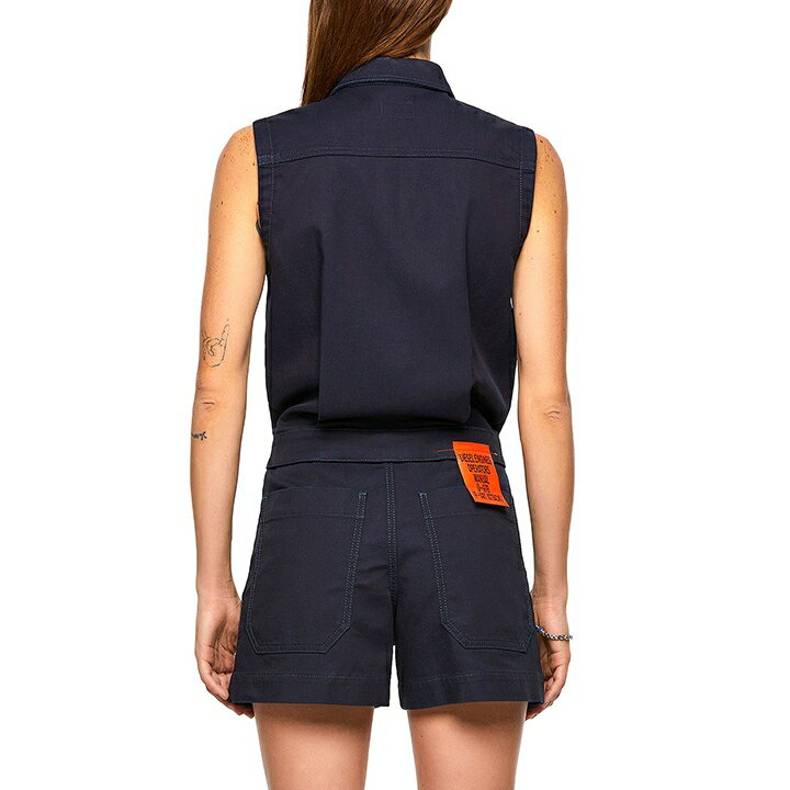 ★DIESEL ディーゼル レディース★フロントスナップ スウェットデニム ジョグジーンズ ノースリーブショートジャンプスーツ【D-MALIA-SP-NE】【サイズS】【ダークインディゴブルー】die-l-t-e8-d03 《メーカー希望小売価格52,800円》