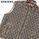 【売り尽くし】■DIESEL ディーゼル メンズ■ヴィンテージウォッシュ加工 ボクシーフィット キルティング デニムベストジャケット【D-KUR-FS】【サイズS～XXL】【ベージュ】die-m-o-f1-402 《メーカー希望小売価格136,400円》