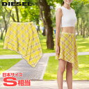 ★DIESEL ディーゼル レディース★チェック柄 アシンメトリー シースルーシフォンミニスカート【O-SALLY】【サイズXS】【1サイズ程大きめのサイズ感】【イエロー】die-l-s-f4-640 《メーカー希望小売価格30,800円》