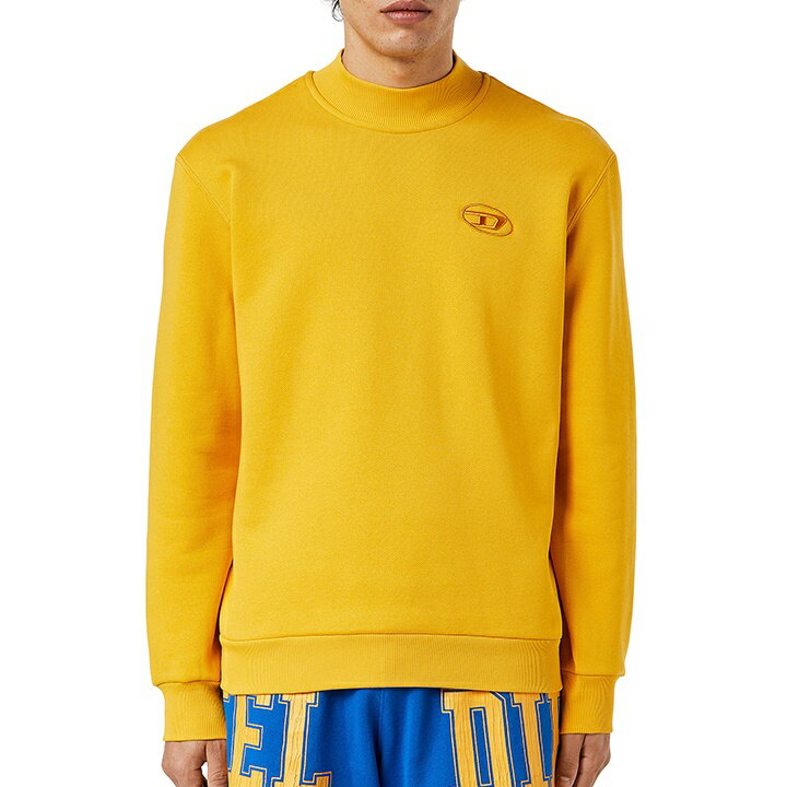 ■DIESEL ディーゼル メンズ■オーバルDロゴ刺繍 モックネック 長袖 プルオーバースウェットシャツ トレーナー【S-NORIS】【サイズXXL】【1サイズ程大きめのサイズ感】【マスタードイエロー】die-m-t-f4-3hc 《メーカー希望小売価格23,100円》
