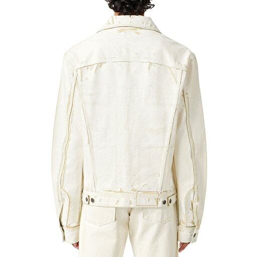 ■DIESEL ディーゼル メンズ■コーティング加工 ヴィンテージライク 長袖 コットン デニムジャケット【D-BARCY】【サイズM】【ホワイト】die-m-o-f4-70d 《メーカー希望小売価格82,500円》