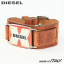 ■DIESEL ディーゼル メンズ レディース 男女兼用■牛革 本革 ロゴバックル ユーズド加工 レザーブレスレット【A-PLAQUE】【サイズUNI】【ブラウン】die-m-a-f4-a18 《_メーカー希望小売価格13,200円》