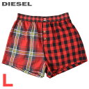 ■DIESEL ディーゼル メンズ■ウエストゴム チェック柄 トランクス パンツ 下着 アンダーウエア【UMBX-ROBBS-SC】【サイズL】【レッド】die-m-i-f4-u21 《_メーカー希望小売価格7,480円》