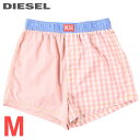 ■DIESEL ディーゼル メンズ■ウエストゴム チェック柄 切替 トランクス パンツ 下着 アンダーウエア【UUBX-STARK】【サイズM】【ピンク】die...