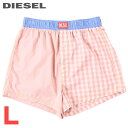 ■DIESEL ディーゼル メンズ■ウエストゴム チェック柄 切替 トランクス パンツ 下着 アンダーウエア【UUBX-STARK】【サイズL】【ピンク】die-m-i-f4-u74 《_メーカー希望小売価格6,380円》(4)