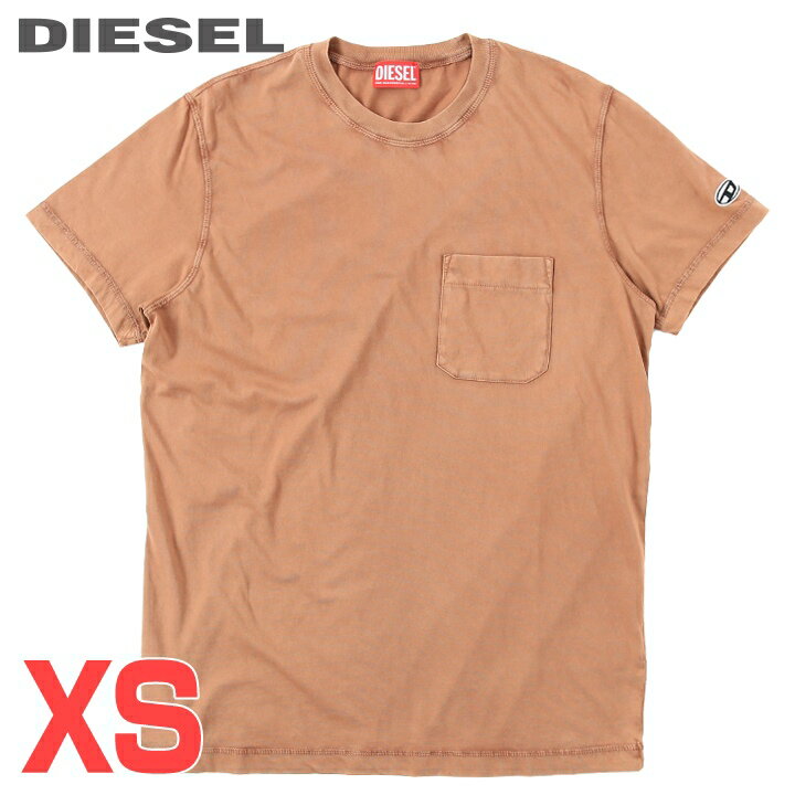 ■DIESEL ディーゼル メンズ■ワンポイントオーバルDロゴ ダイトリートメント 半袖ポケットTシャツ カットソー【T-WORKY-DOV-PE】【サイズXS】【ブラウン】die-m-t-f4-439 《メーカー希望小売価格17,600円》