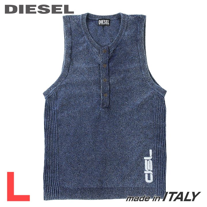 ■DIESEL ディーゼル メンズ■ウォッシュ加工 ヘンリーネック スリムフィット サマーニットタン