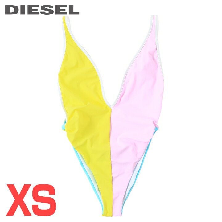★DIESEL ディーゼル レディース★胸元スリット ラウンドカットバック ビーチウエア スイムウエア レディース水着 ワンピース水着【BFSW-TESSAH】【サイズXS】【イエロー×ピンク×ブルー】die-l-c-f4-c93 《_メーカー希望小売価格27,500円》
