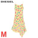 ★DIESEL ディーゼル レディース★花柄フロッキープリント シルクキャミソールワンピース【D-MENTA】【サイズM】【イエロー系】die-l-t-f4-6d0 《メーカー希望小売価格57,200円》
