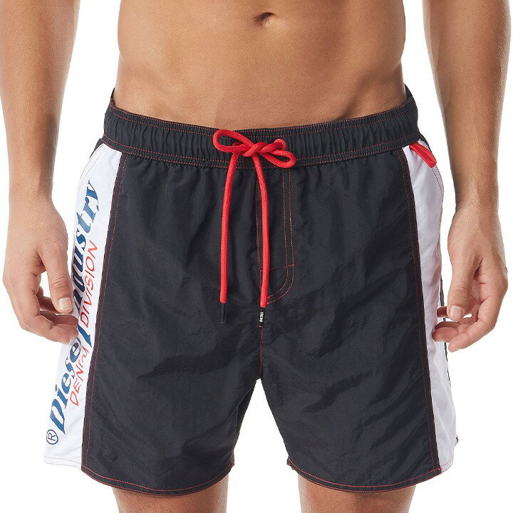 ■DIESEL ディーゼル メンズ■ロゴプリント メンズ水着 男性水着 ショートトランクス サーフパンツ 海パン ビーチウェア スイムウェア【BMBX-CAYBAY】【サイズL】【ブラック】die-m-c-f4-c1a 《_メーカー希望小売価格14,080円》