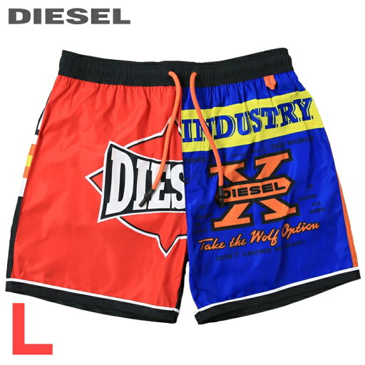 ■DIESEL ディーゼル メンズ■プリント切替 メンズ水着 男性水着 ショートトランクス サーフパンツ 海パン ビーチウェア スイムウェア【BMBX-WAVE-B】【サイズL】【レッド×ブルー】die-m-c-f4-c32 《_メーカー希望小売価格17,600円》
